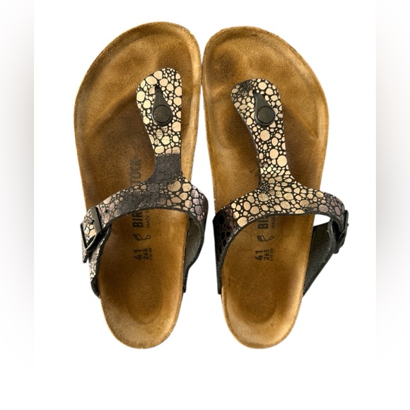 Birkenstock Shoes - Birkenstock Gizeh Metallic Stones Black Size 41